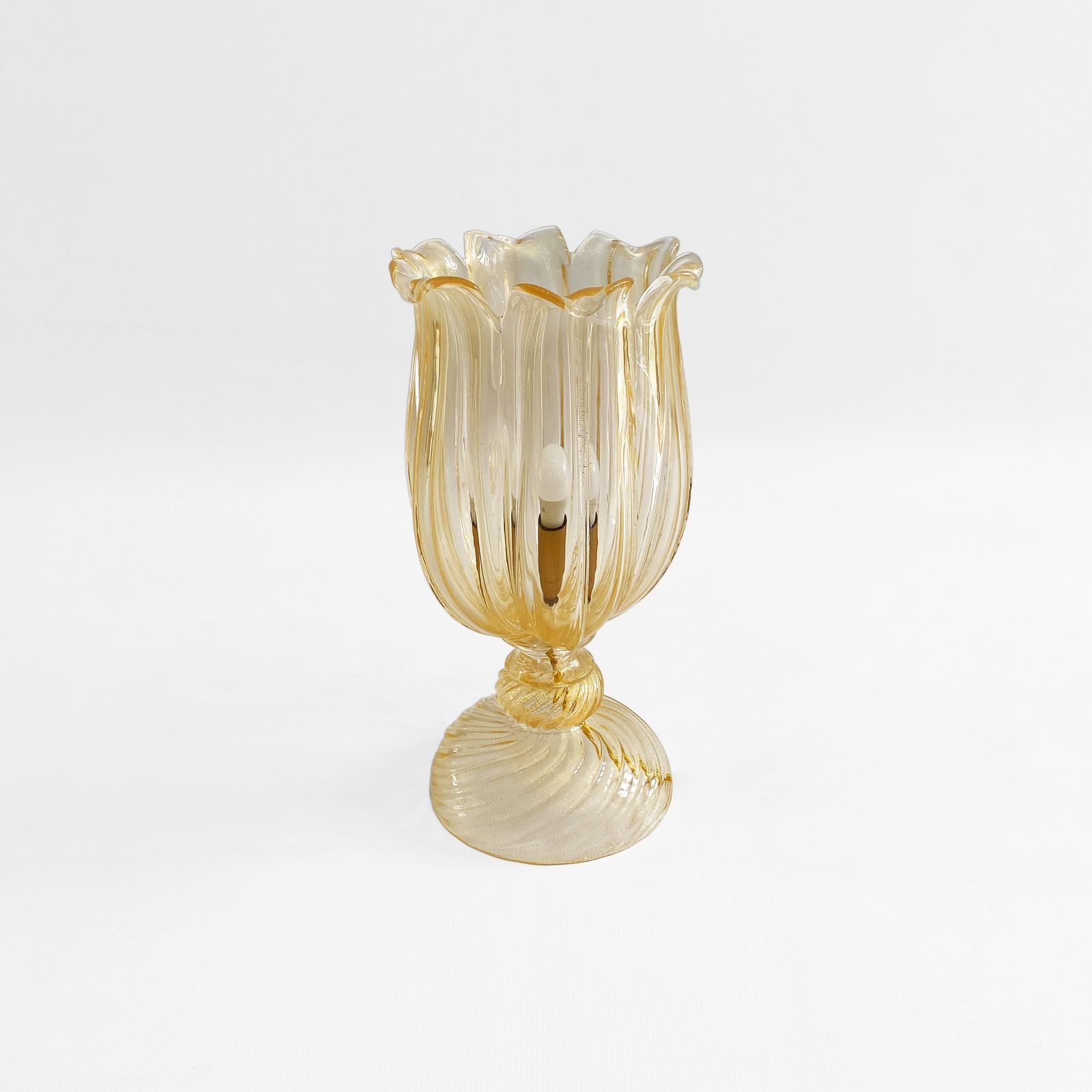 Archimede Seguso Handmade Murano Glass Table Lamp Gold Italian Art Deco 1980s photo furniture