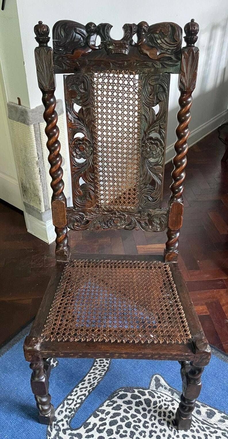 A Charles II Carved Walnut And Cane Chair Antique Chair C. 1670