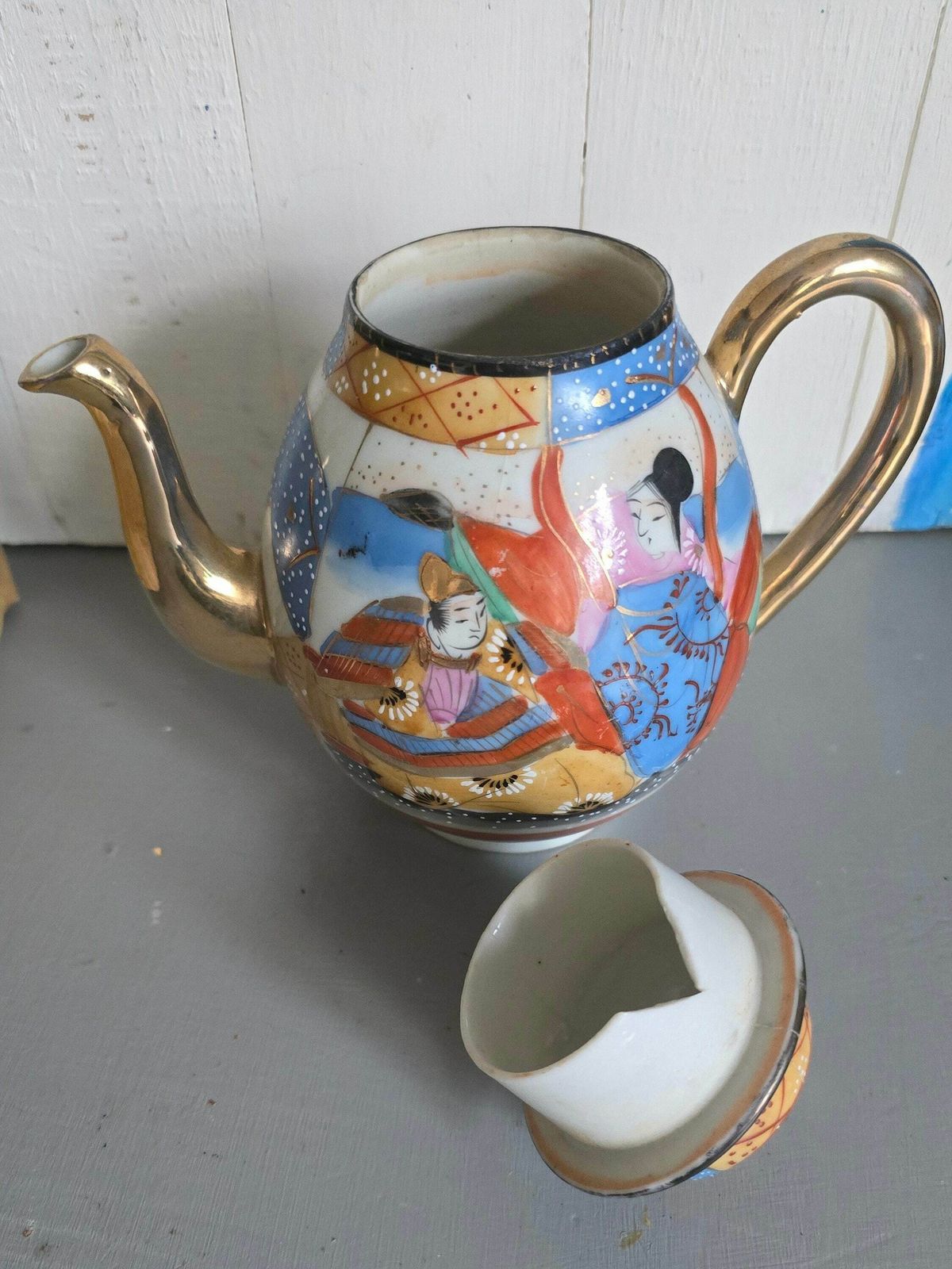 Antique Hand Painted, 3 Tennis Tea Sets,Teapot And Sugar Bowl From Japan photo furniture