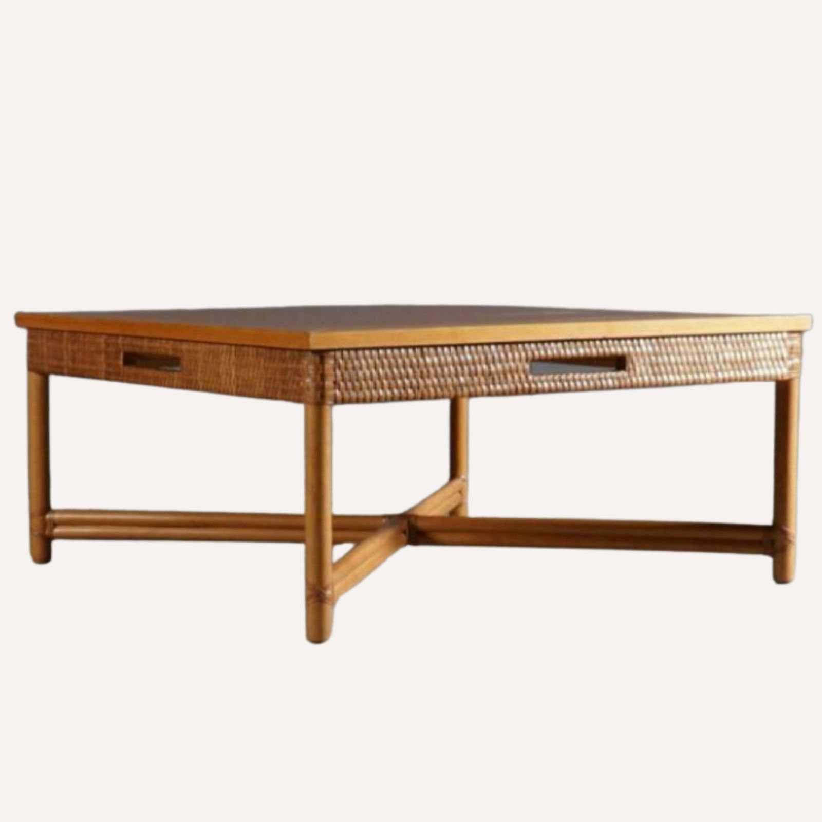 Bamboo And Rattan Coffee Table By Gasparucci Italo, Italy 1970s photo vinterior