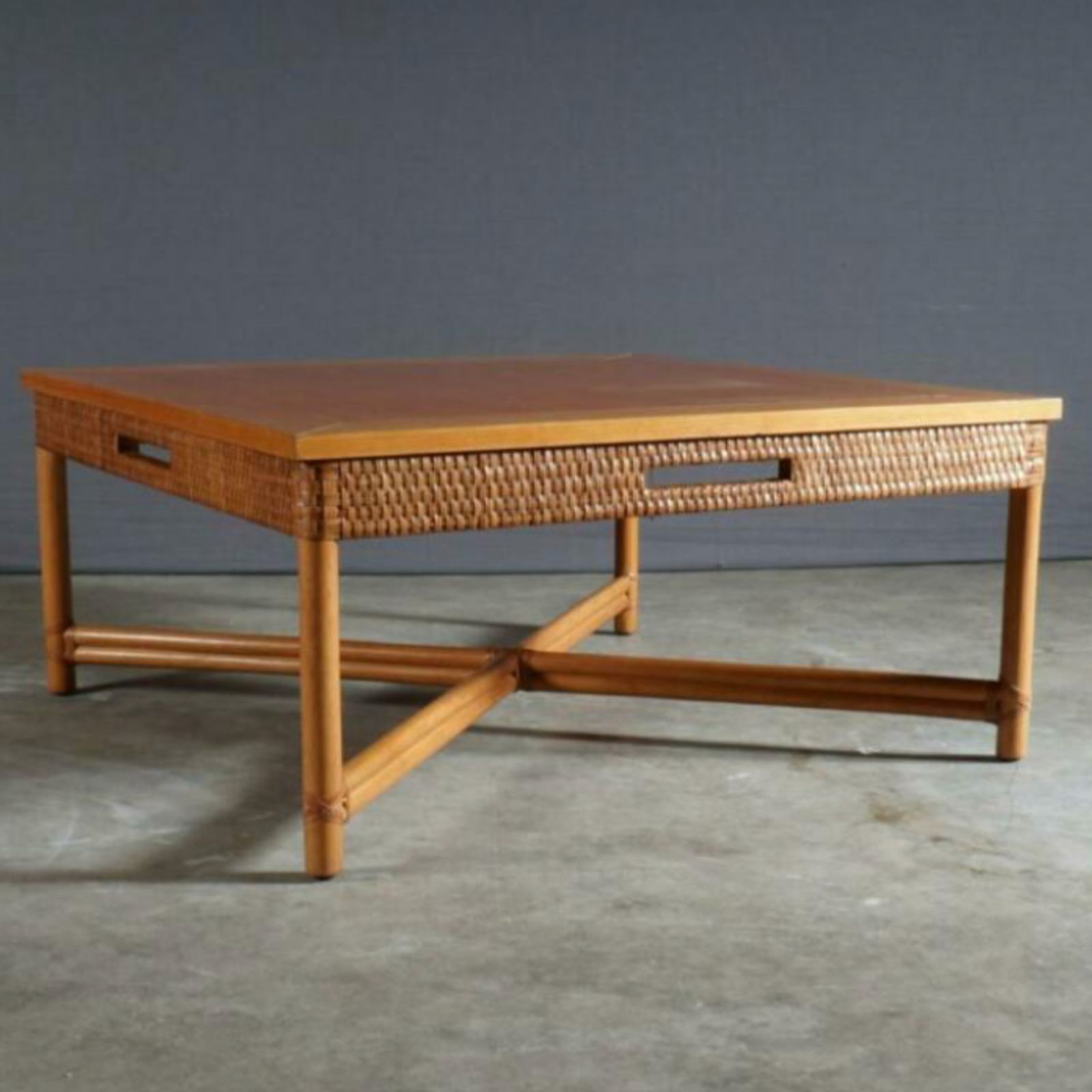 photo furniture Bamboo And Rattan Coffee Table By Gasparucci Italo, Italy 1970s