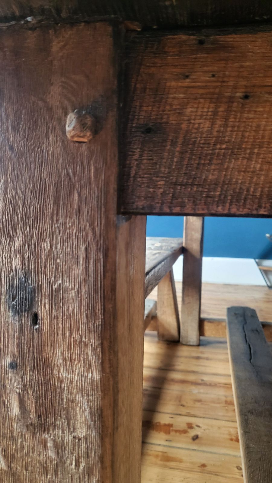 Large French Oak Farmhouse Dining Table And Benches photo vinterior