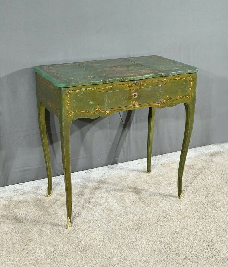 Small Painted Oak Dressing Table, Louis XV Style, Late 18th Century photo for sale