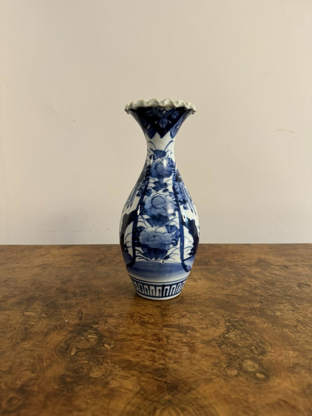 Charming Quality Antique Japanese Imari Blue And White Baluster Vase photo for sale
