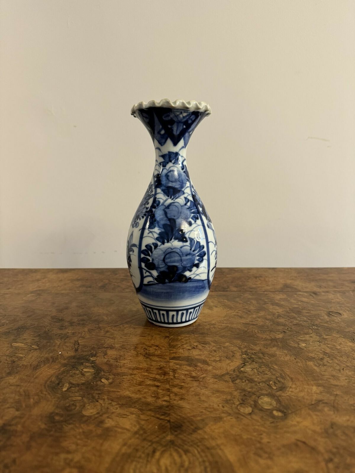 Charming Quality Antique Japanese Imari Blue And White Baluster Vase photo vinterior