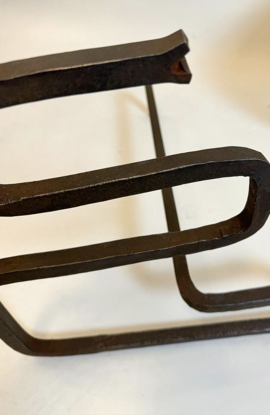 Pair Of Mid Century Modern Snake Firedogs, Wrought Iron, Italy photo furniture