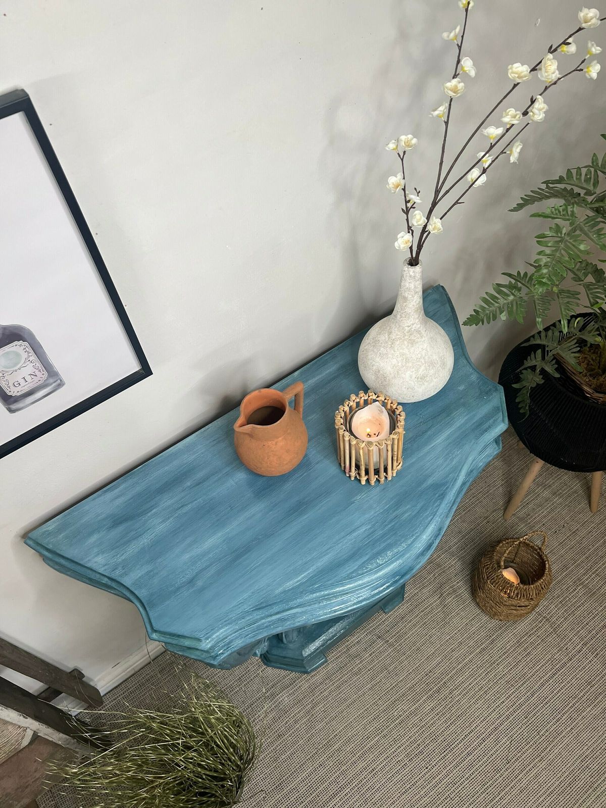 Layered Blue Boho Decorative Hallway Console Table photo buy
