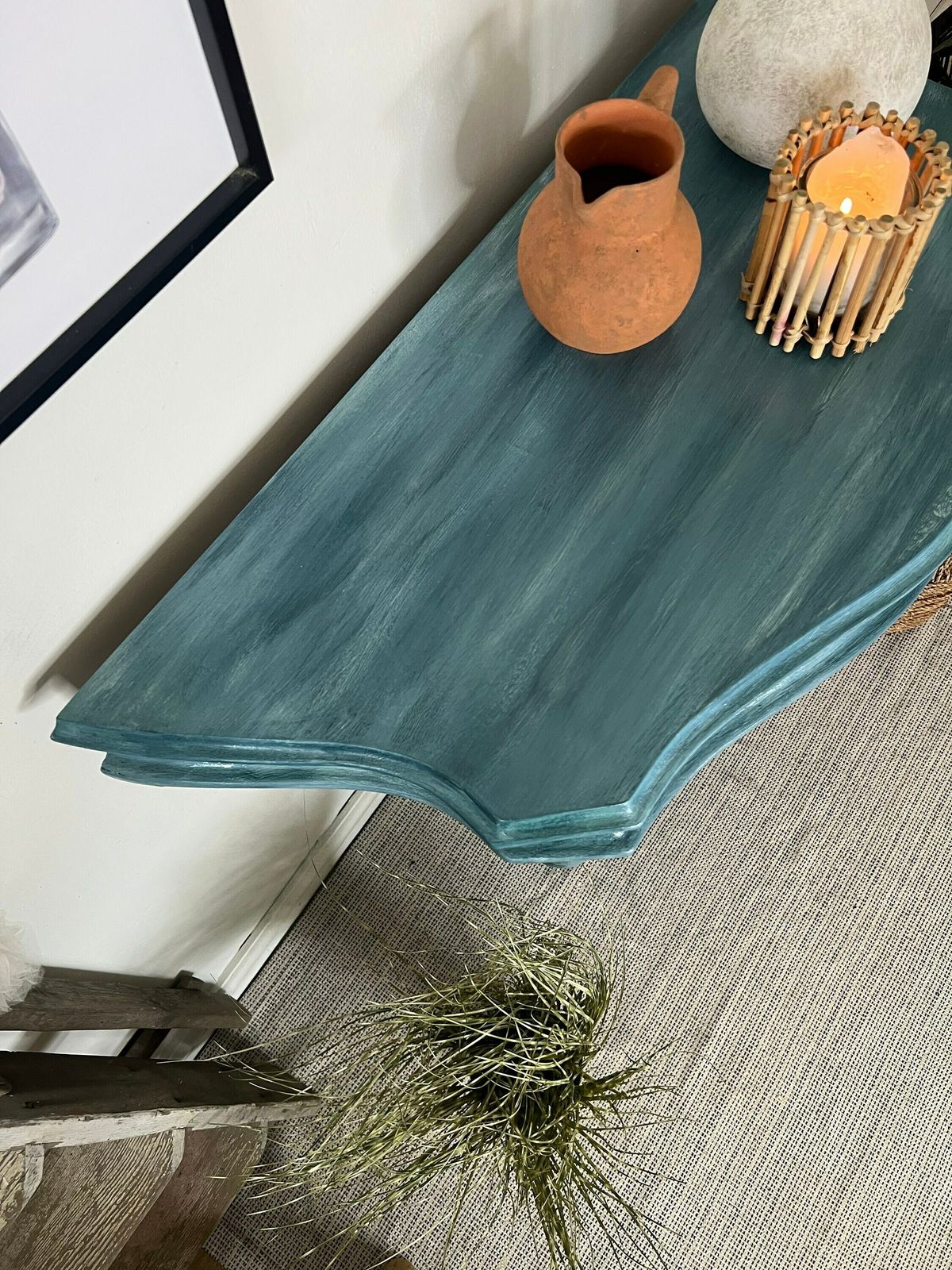 Layered Blue Boho Decorative Hallway Console Table photo vintage