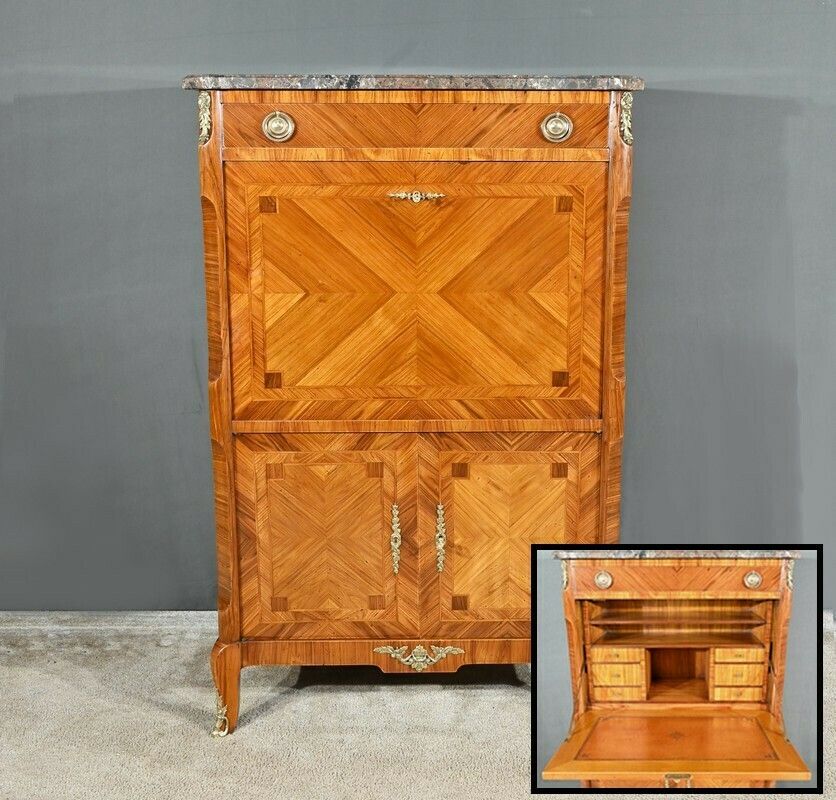Stamped Secretary In Rosewood, Transition Style – 1900