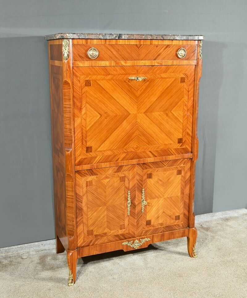 Stamped Secretary In Rosewood, Transition Style – 1900 photo for sale