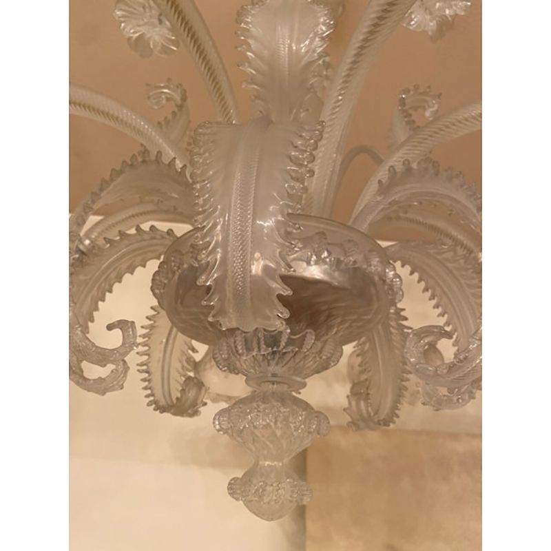 1970s Italian Style Murano Glass In Transparent And Sand Chandelier photo for sale