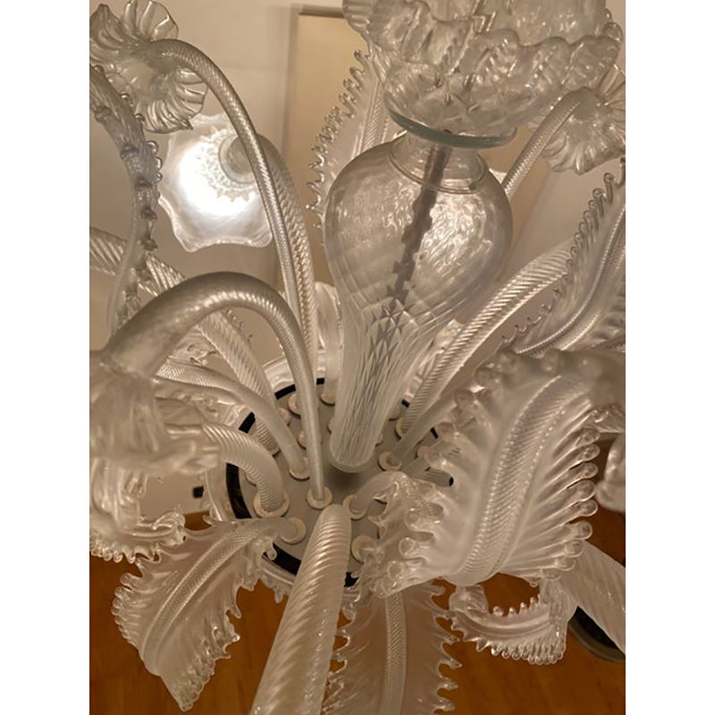 1970s Italian Style Murano Glass In Transparent And Sand Chandelier photo buy