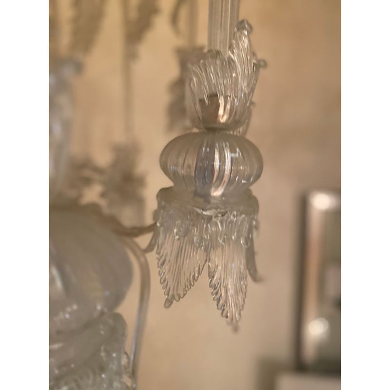 1970s Italian Style Murano Glass In Transparent Chandelier photo for sale