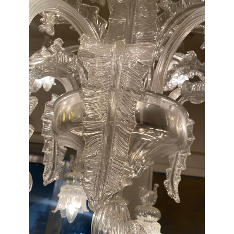 photo for sale 1970s Italian Style Murano Glass In Transparent Chandelier