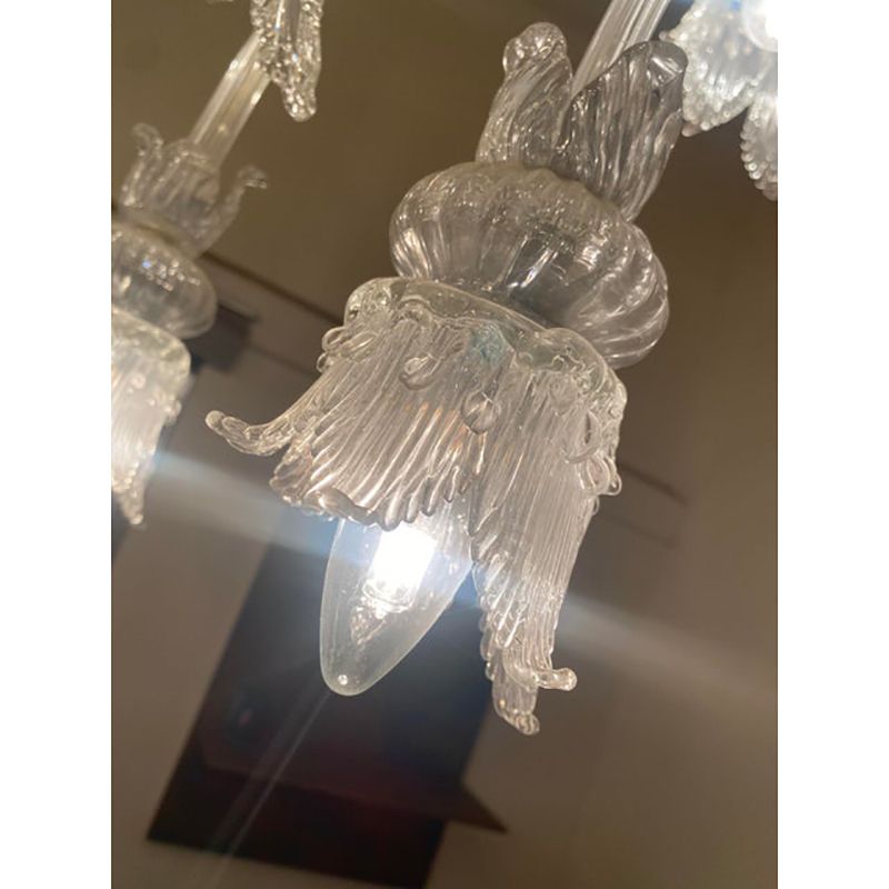 Lighting 1970s Italian Style Murano Glass In Transparent Chandelier photo