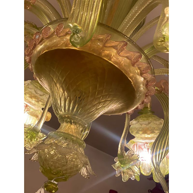 1970s Italian Style Murano Glass Multicolors With Flowers Chandelier photo buy