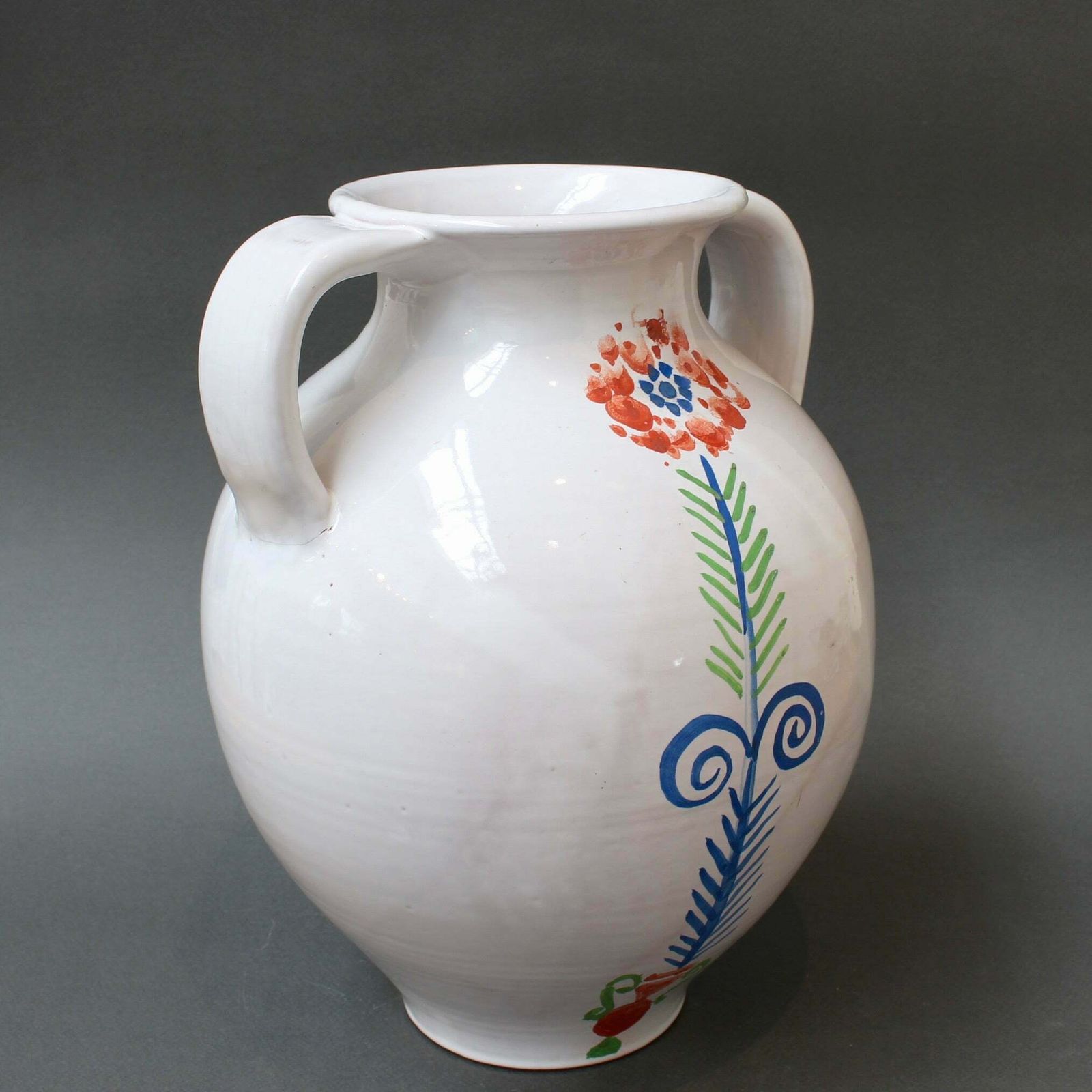 Vintage French Hand Painted Ceramic Vase By Roger Capron (Circa 1960s) photo Home Decor