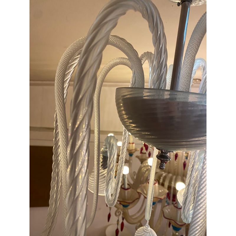 1970s Italian Style Murano Glass In Transparent Chandelier photo vinterior