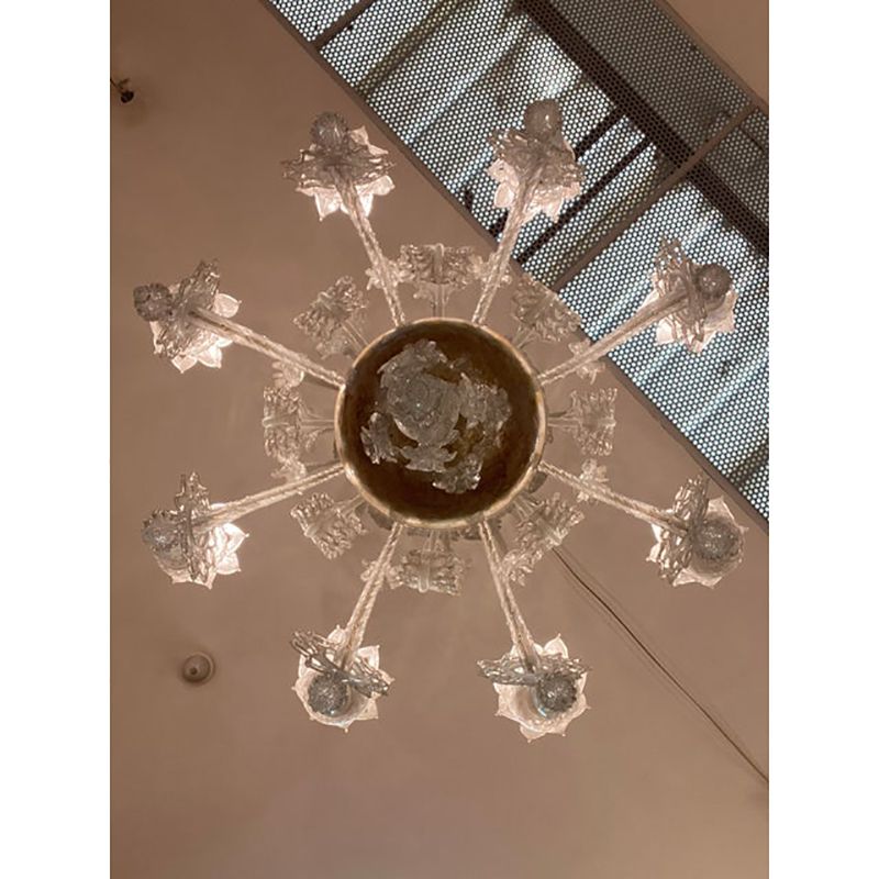 1970s Italian Style Murano Glass Transparent Chandelier photo buy