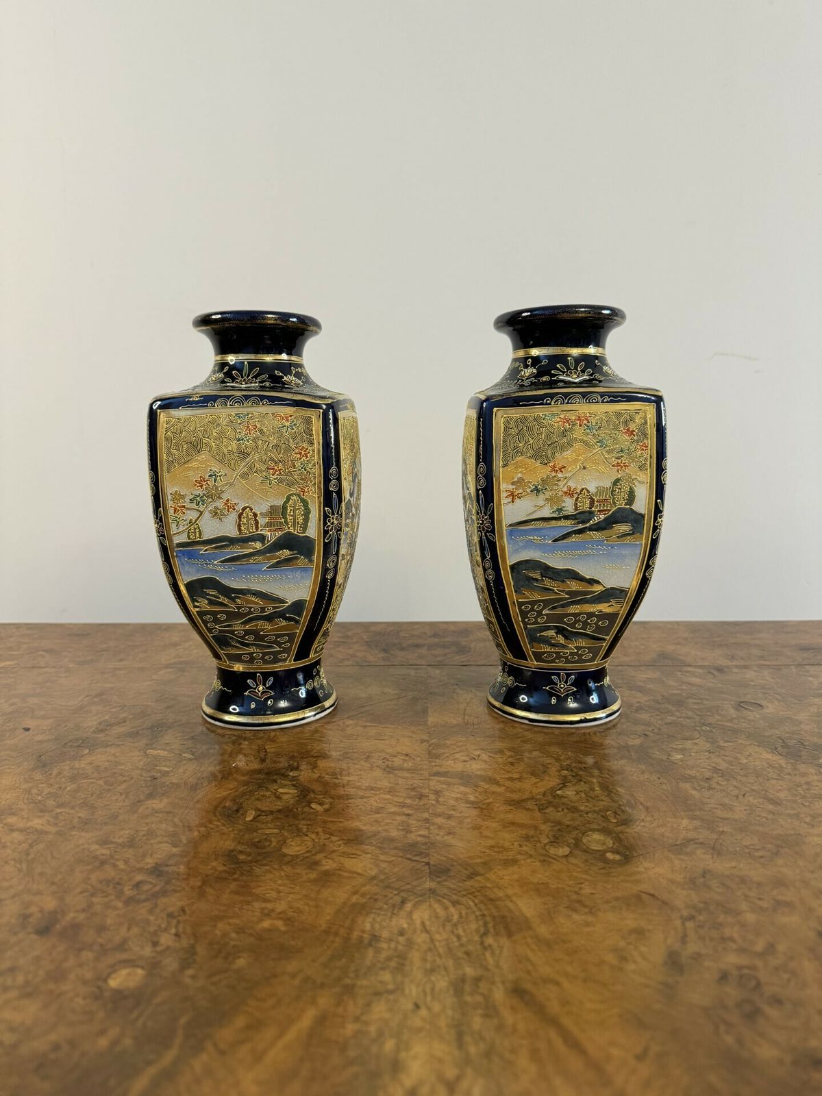 Outstanding Quality Pair Of Antique Japanese Satsuma Vases photo vinterior