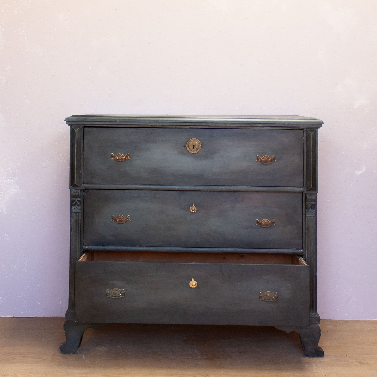 Vintage Black Wooden Chest Of Drawers photo 950.0
