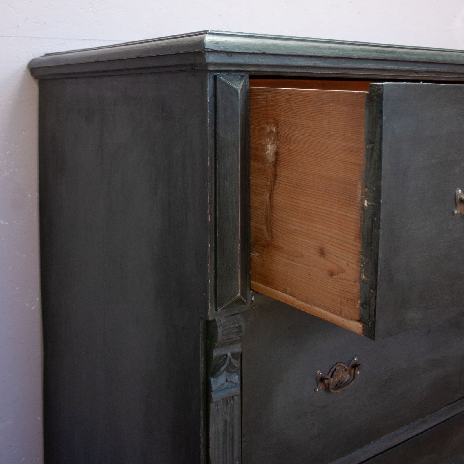 photo for sale Vintage Black Wooden Chest Of Drawers
