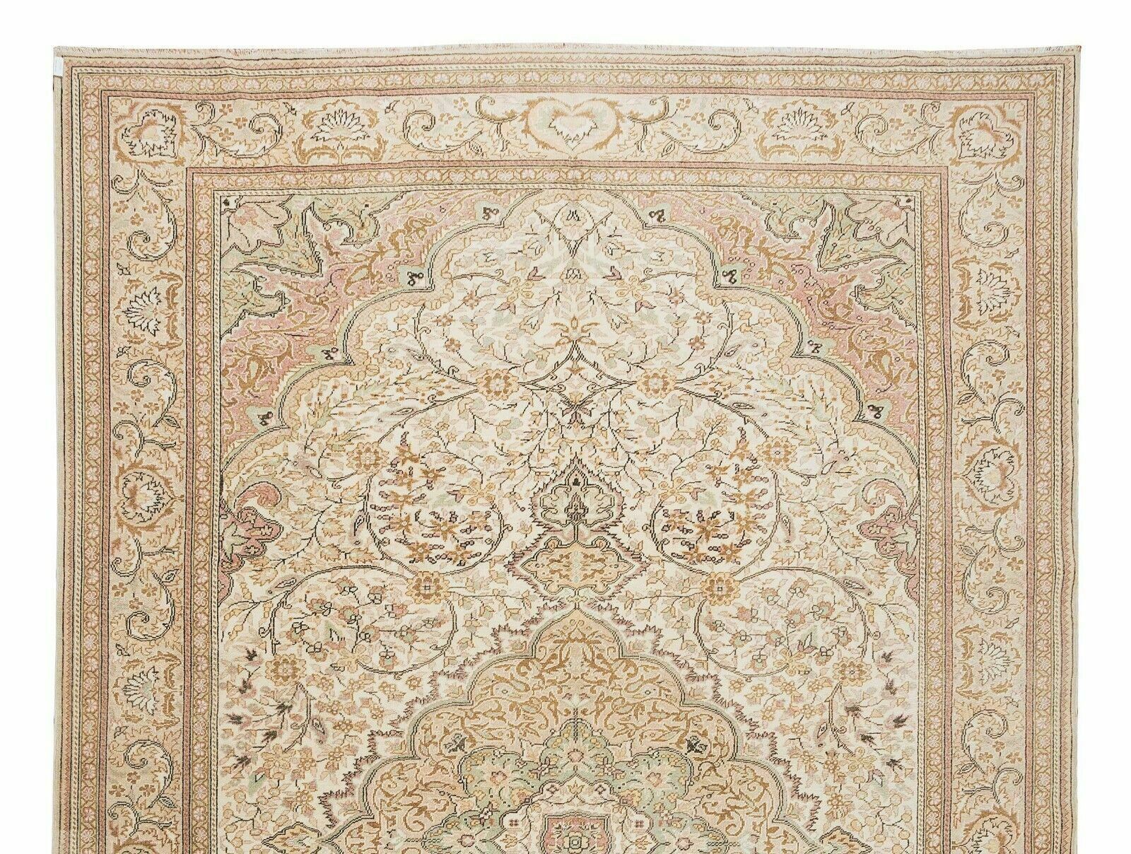 7.9x12 Ft Vintage Handmade Turkish Oushak Wool Area Rug With Medallion Design photo Textiles
