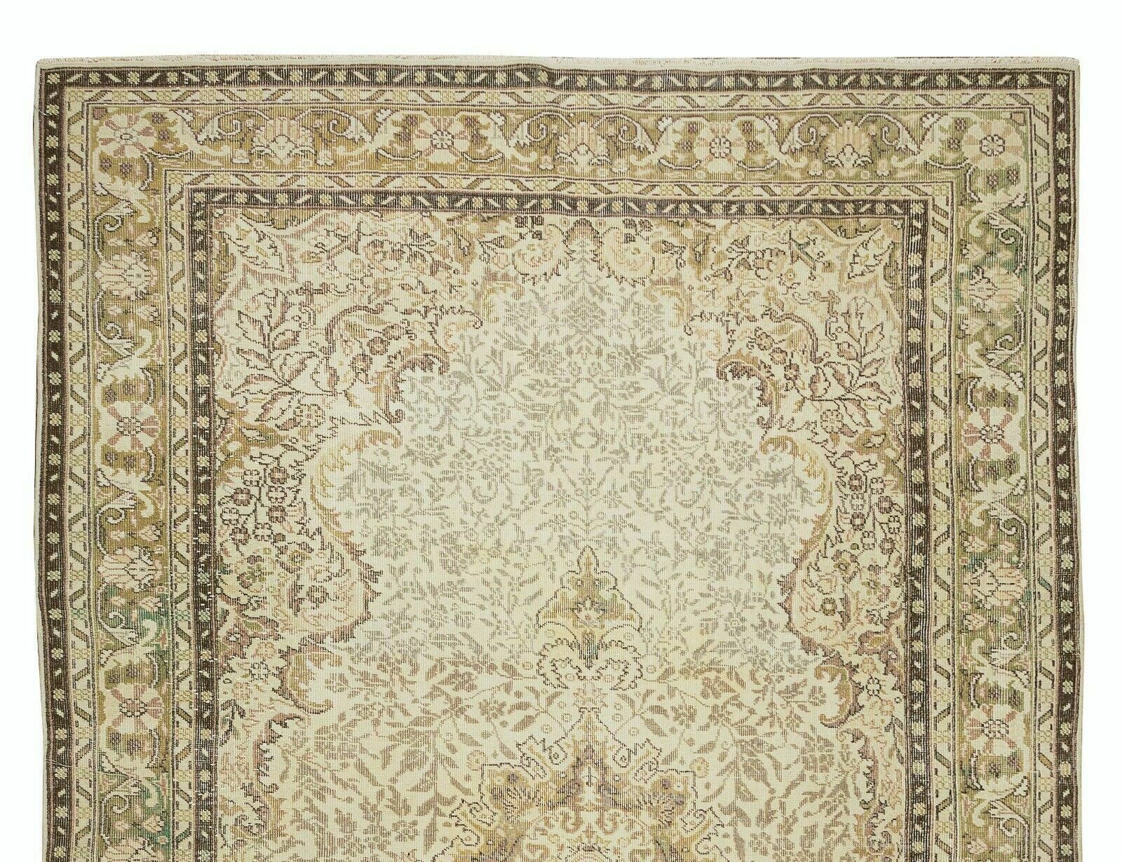 Handknotted Vintage Turkish Oushak Wool Area Rug With Medallion Design photo Textiles
