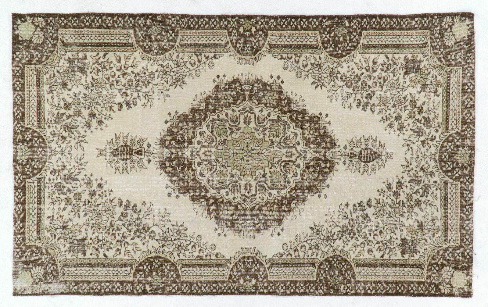 Vintage Antique Washed Sparta Rug In Natural Beige And Brown Wool photo 677.0