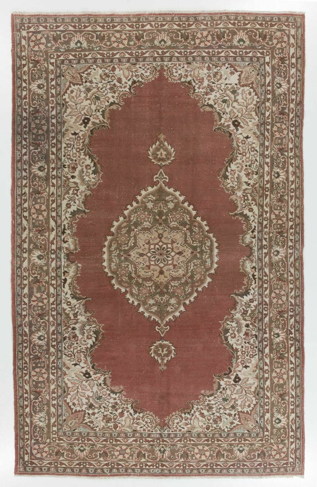 7x11 Ft Vintage Hand Knotted Turkish Oushak Rug With Medallion Design