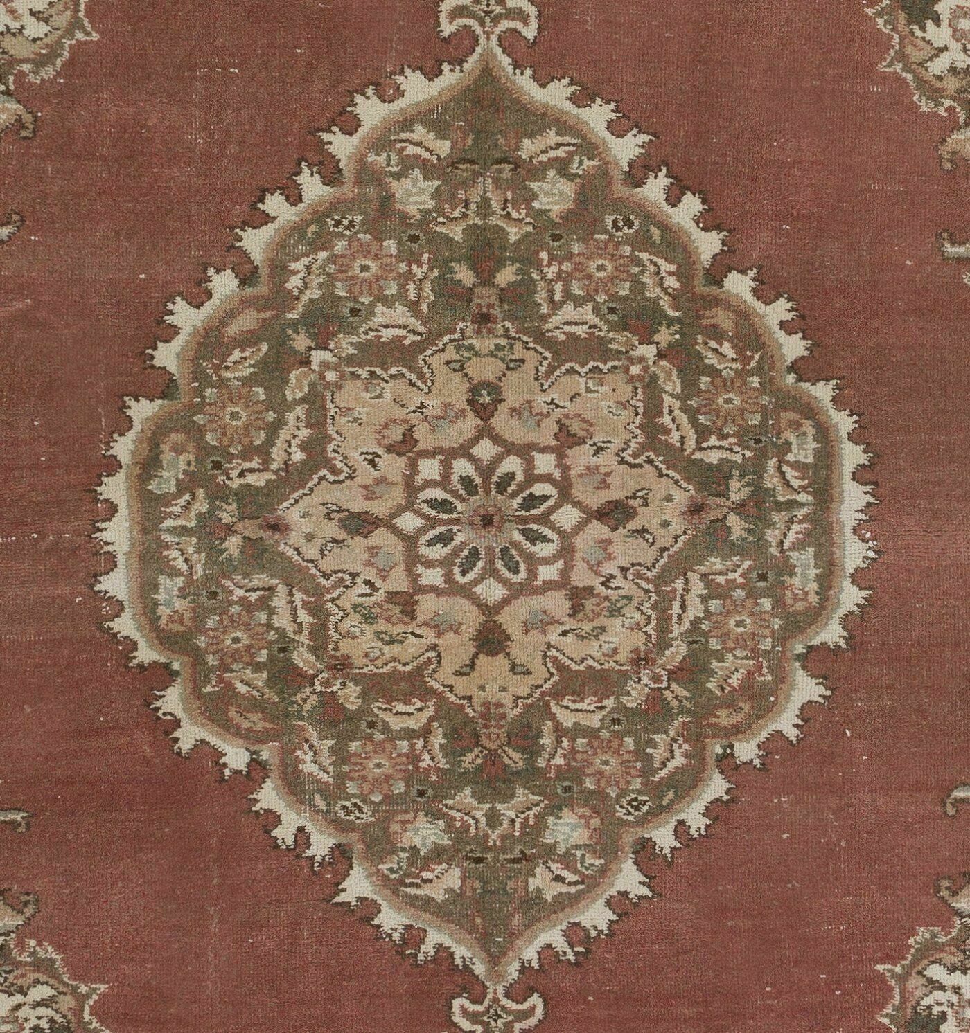 7x11 Ft Vintage Hand Knotted Turkish Oushak Rug With Medallion Design photo Textiles