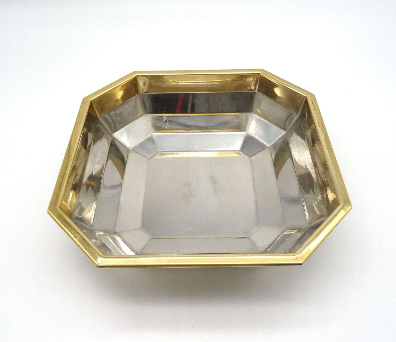 Beautiful Mid Century Silver & Gold Plated Geometric Fruit Bowl Center Of Table By Gotthingen photo furniture