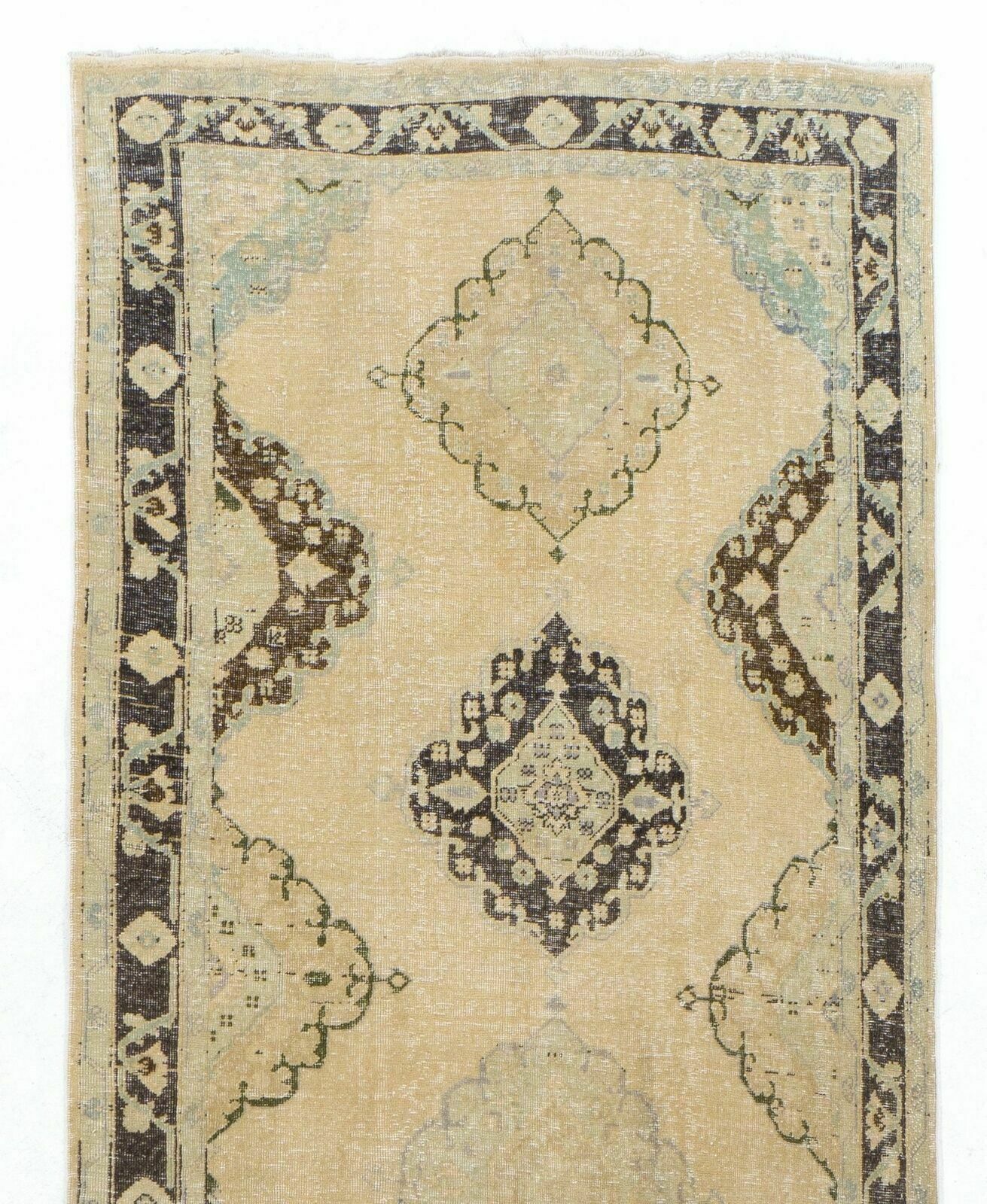 5x12.4 Ft Mid Century Anatolian Oushak Runner. Hand Knotted Wool Rug photo furniture