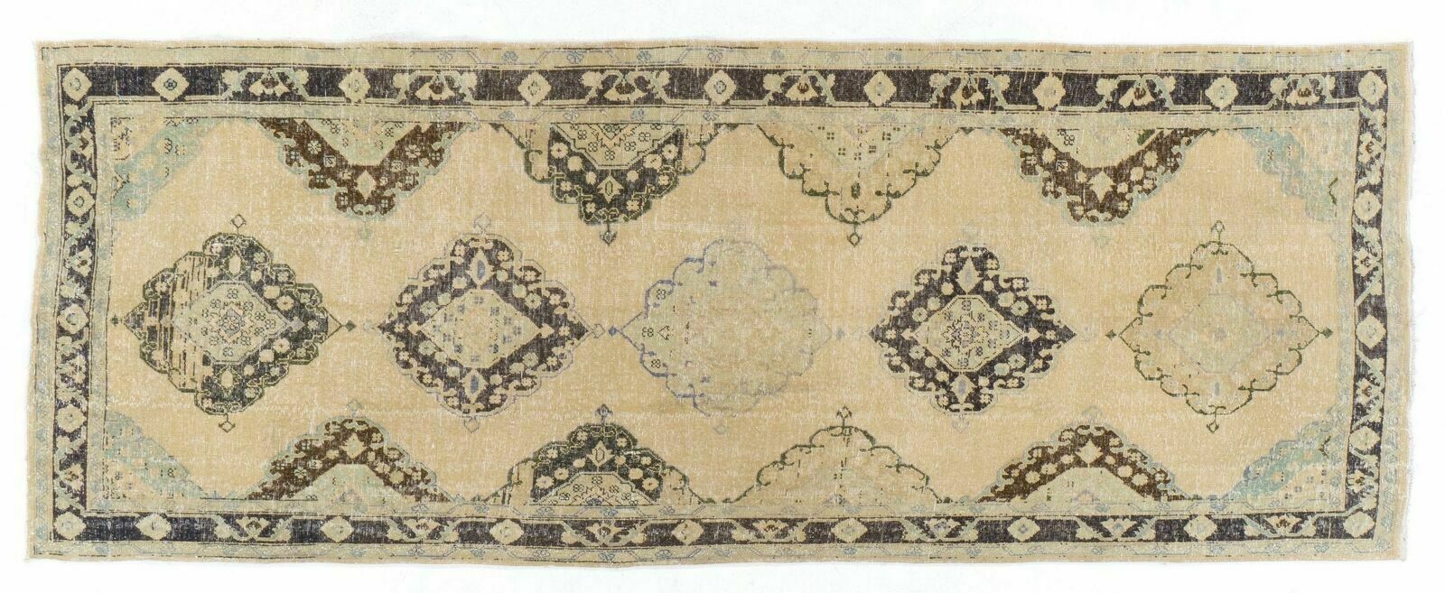 5x12.4 Ft Mid Century Anatolian Oushak Runner. Hand Knotted Wool Rug photo 681.0