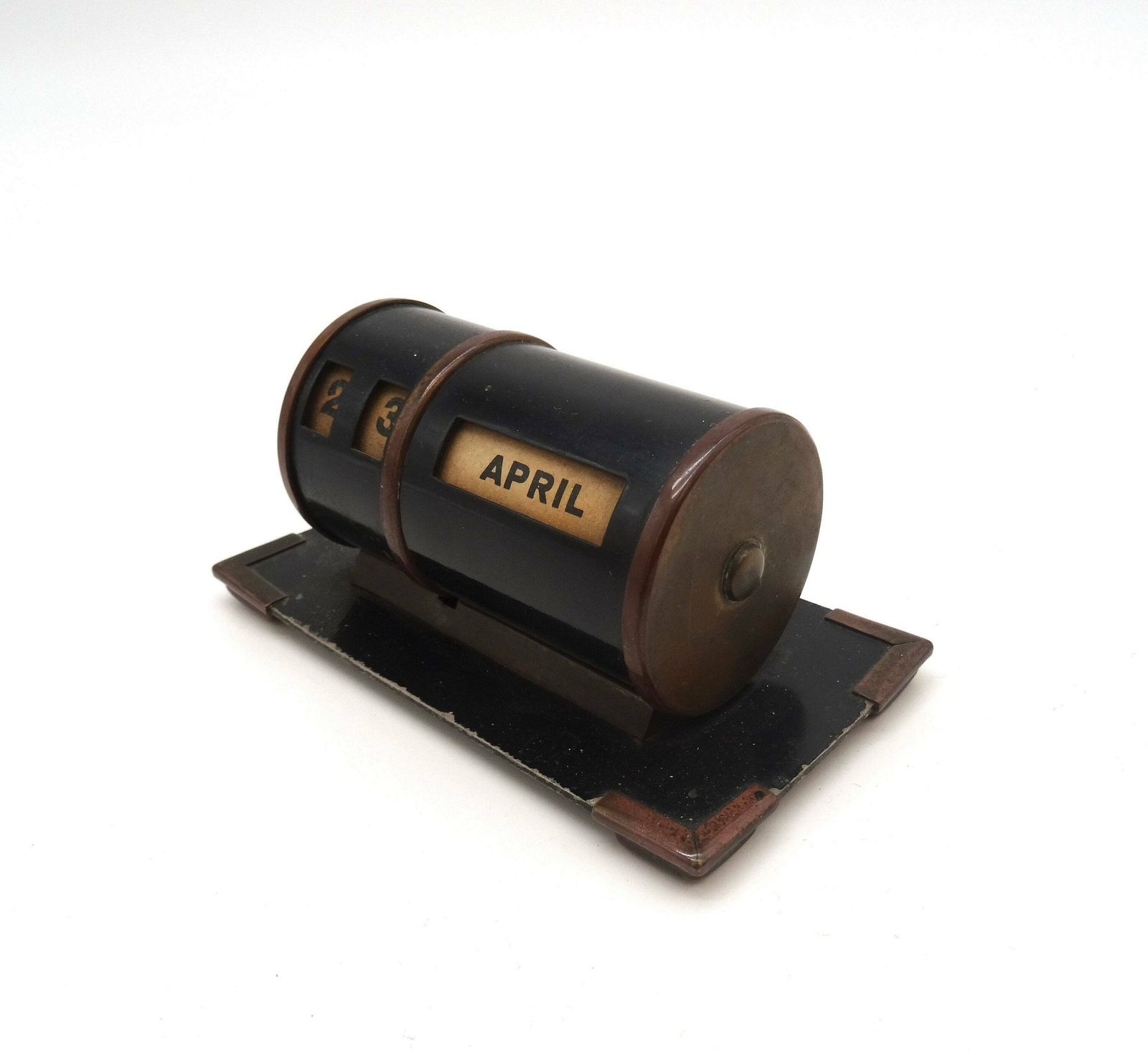 Rare Bauhaus Art Deco Metal Tube Round Perpetual Desk Calendar Germany 1930 photo furniture