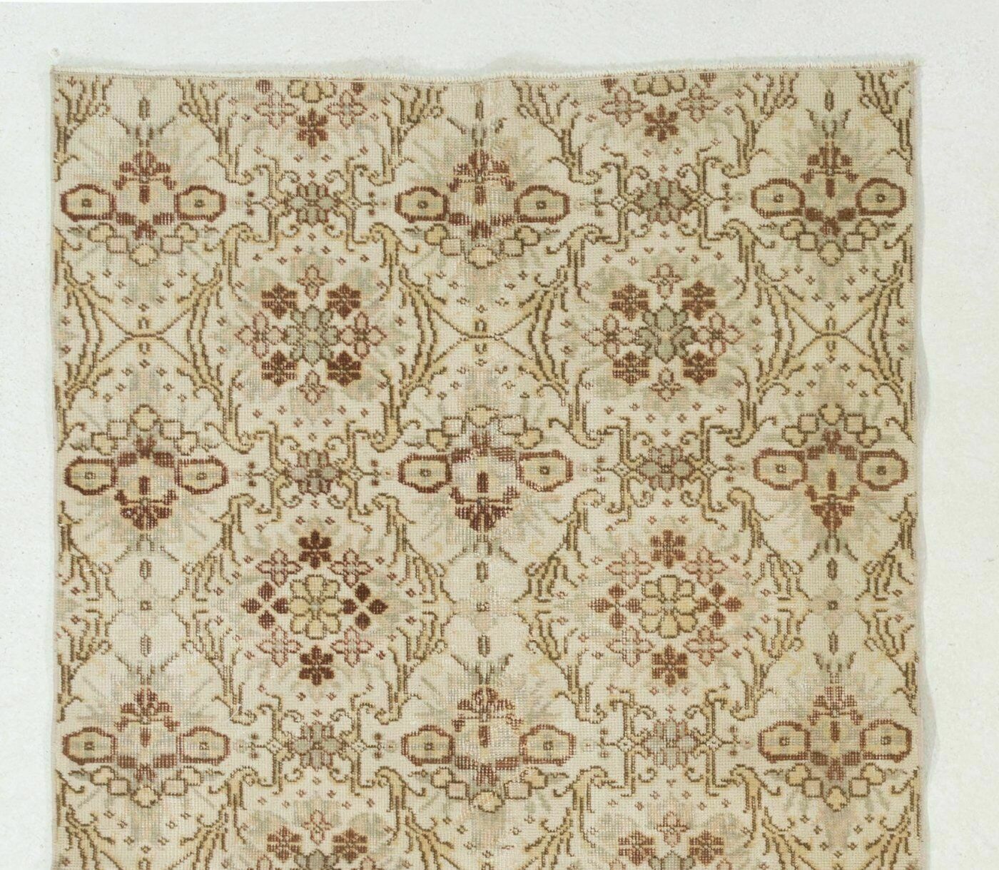 4x6.8 Ft Hand Knotted Vintage Turkish Oushak Rug With Floral Design photo furniture