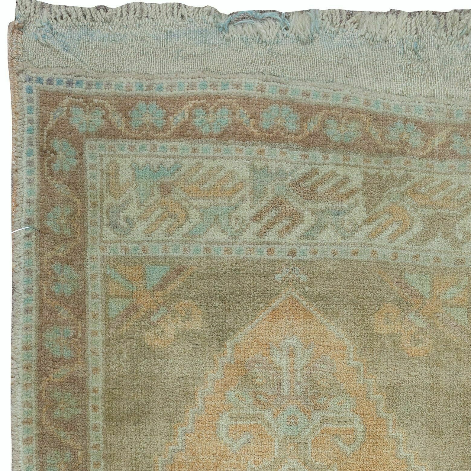 1.7x3.3 Ft Faded Oushak Small Rug, Handmade Door Mat, Beige Turkish Bath Mat photo Textiles