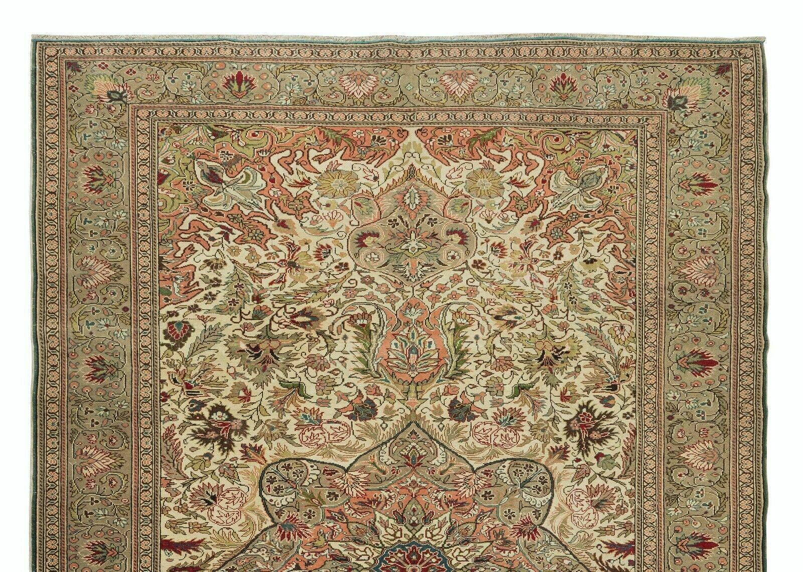 6.6x9.8 Ft Handknotted Vintage Turkish Area Rug With Medallion Design, Wool Pile photo Textiles
