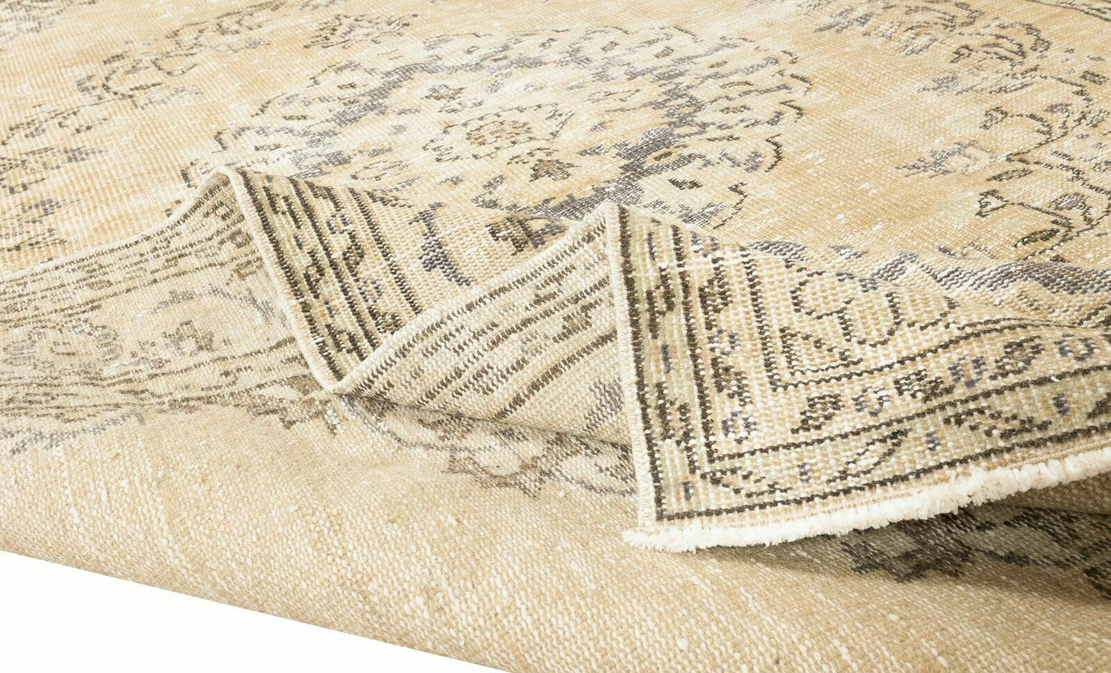 6.3x9.2 Ft Antique Washed Vintage Handmade Anatolian Oushak Wool Area Rug photo for sale