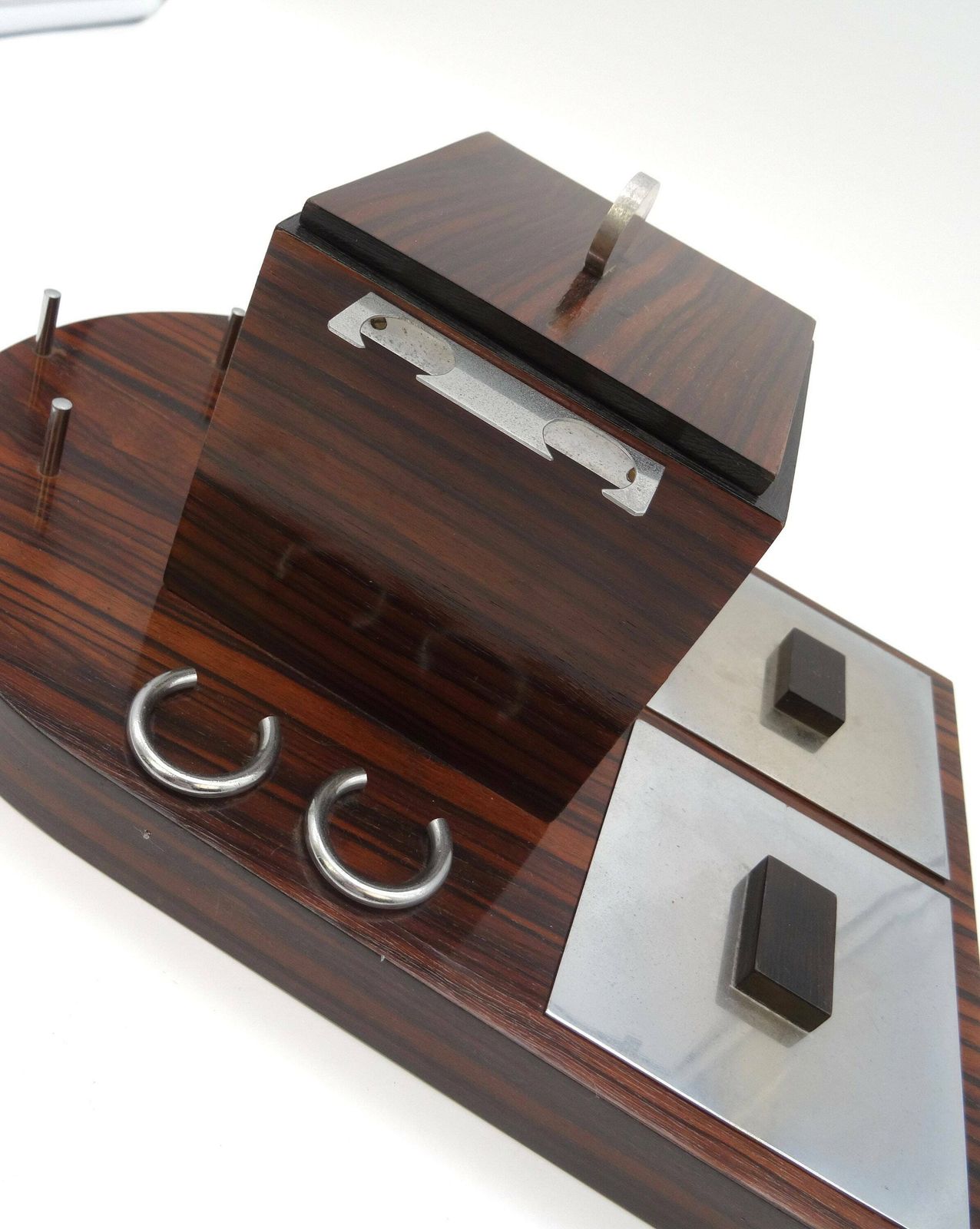 Rare Art Deco Rosewood Pipe Stand Holder Box France 1930 photo Home Decor