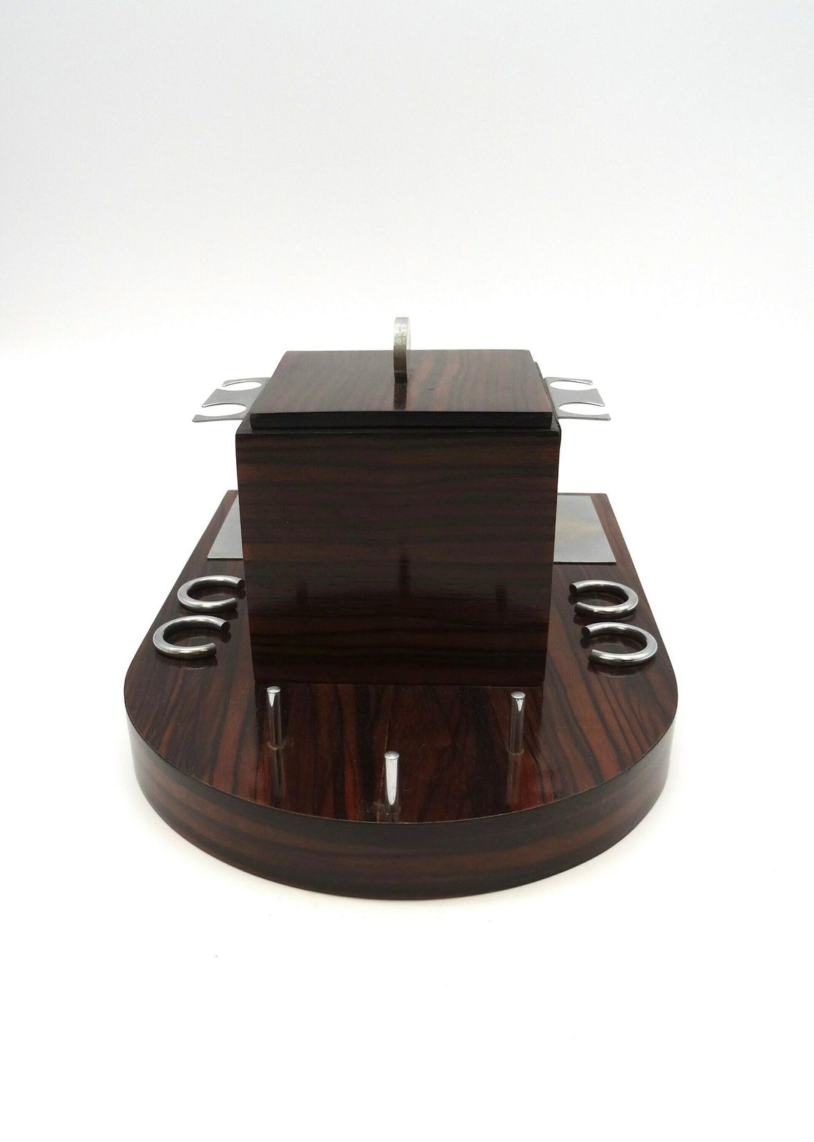 Rare Art Deco Rosewood Pipe Stand Holder Box France 1930 photo 838.0