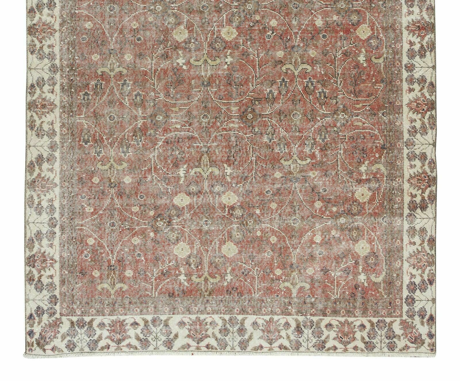 6x10 Ft Floral Pattern Floor Covering, Vintage Handmade Turkish Wool Area Rug photo 552.0