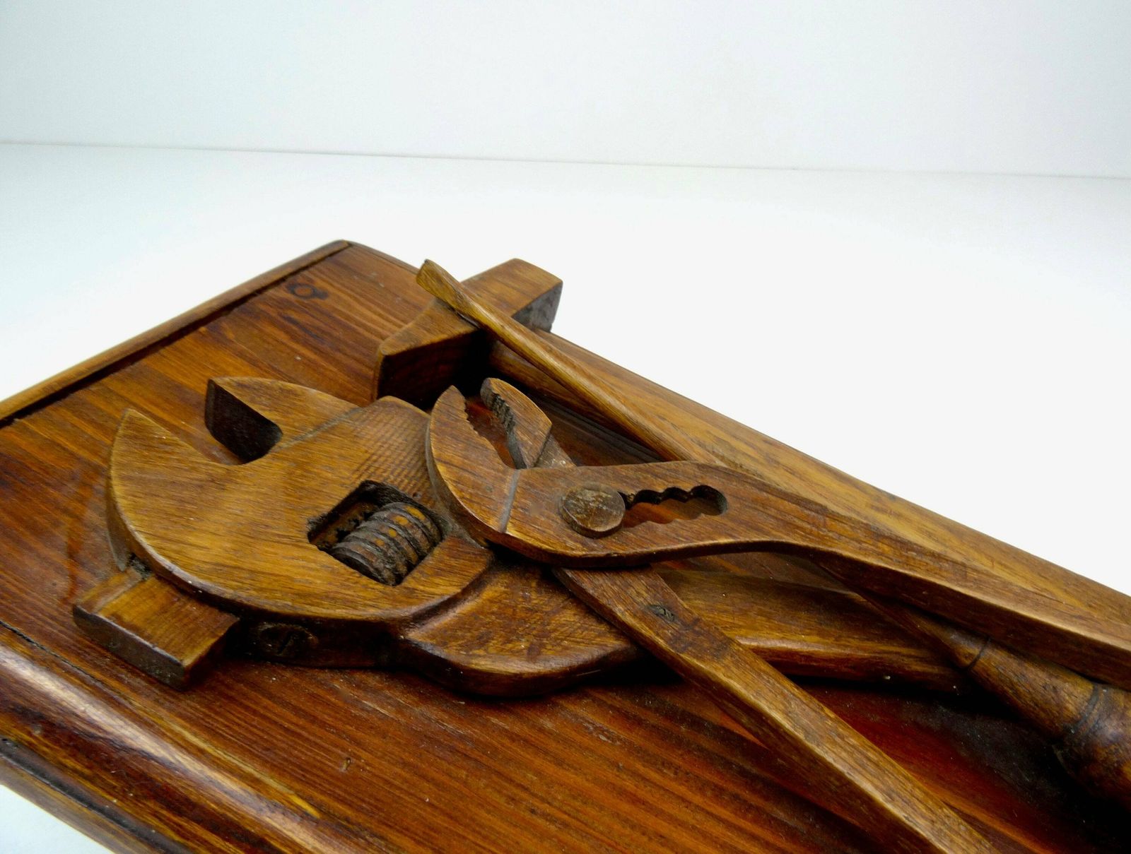 Breathtaking Antique Wooden Hand Carved Art Deco Tools Wall Art Sculpture France 1920 photo furniture