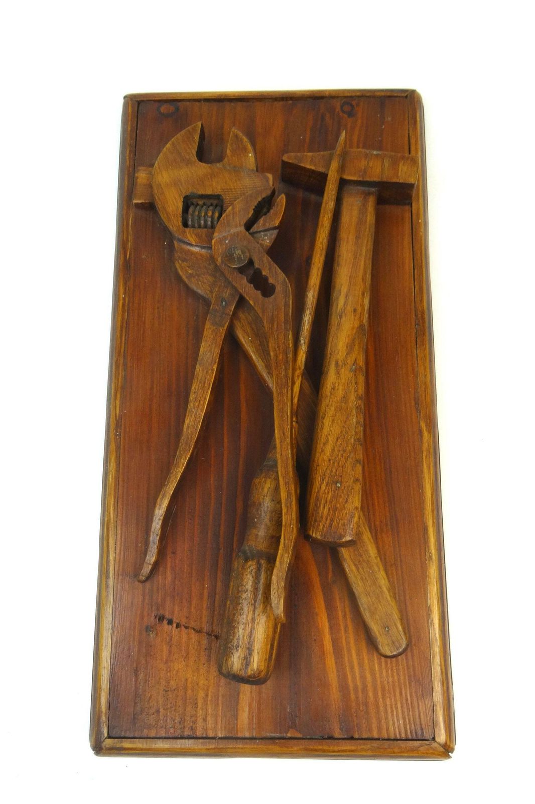 Breathtaking Antique Wooden Hand Carved Art Deco Tools Wall Art Sculpture France 1920 photo for sale