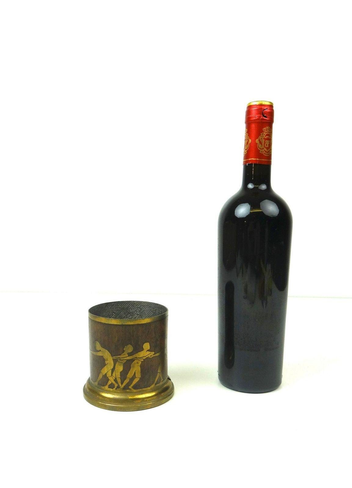 Rare Antique Art Nouveau Wine Bottle Holder By Erhard & Sons Tug Of War photo vintage