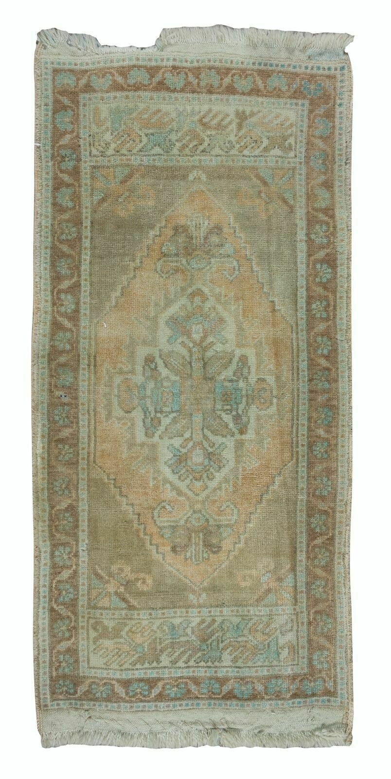 1.7x3.4 Ft Faded Vintage Oushak Accent Rug. Handmade Door Mat, Turkish Bath Mat