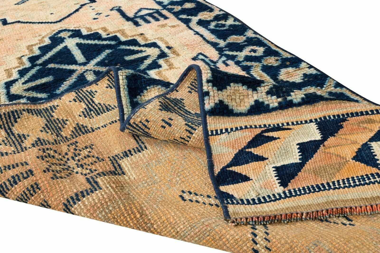 3x12.3 Ft One Of A Kind Vintage Hand Knotted Oushak Runner Rug For Hallway photo for sale