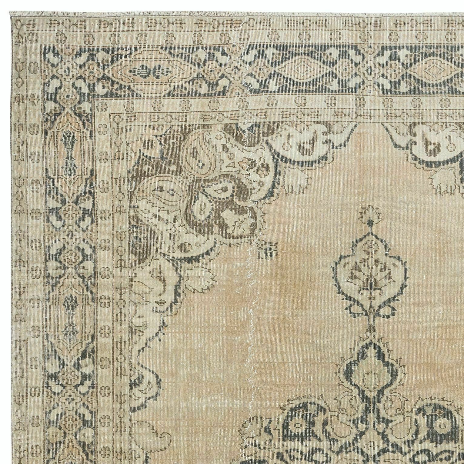 8.2x12 Ft Vintage Handmade Turkish Oushak Rug, Rustic Country House Style photo Textiles