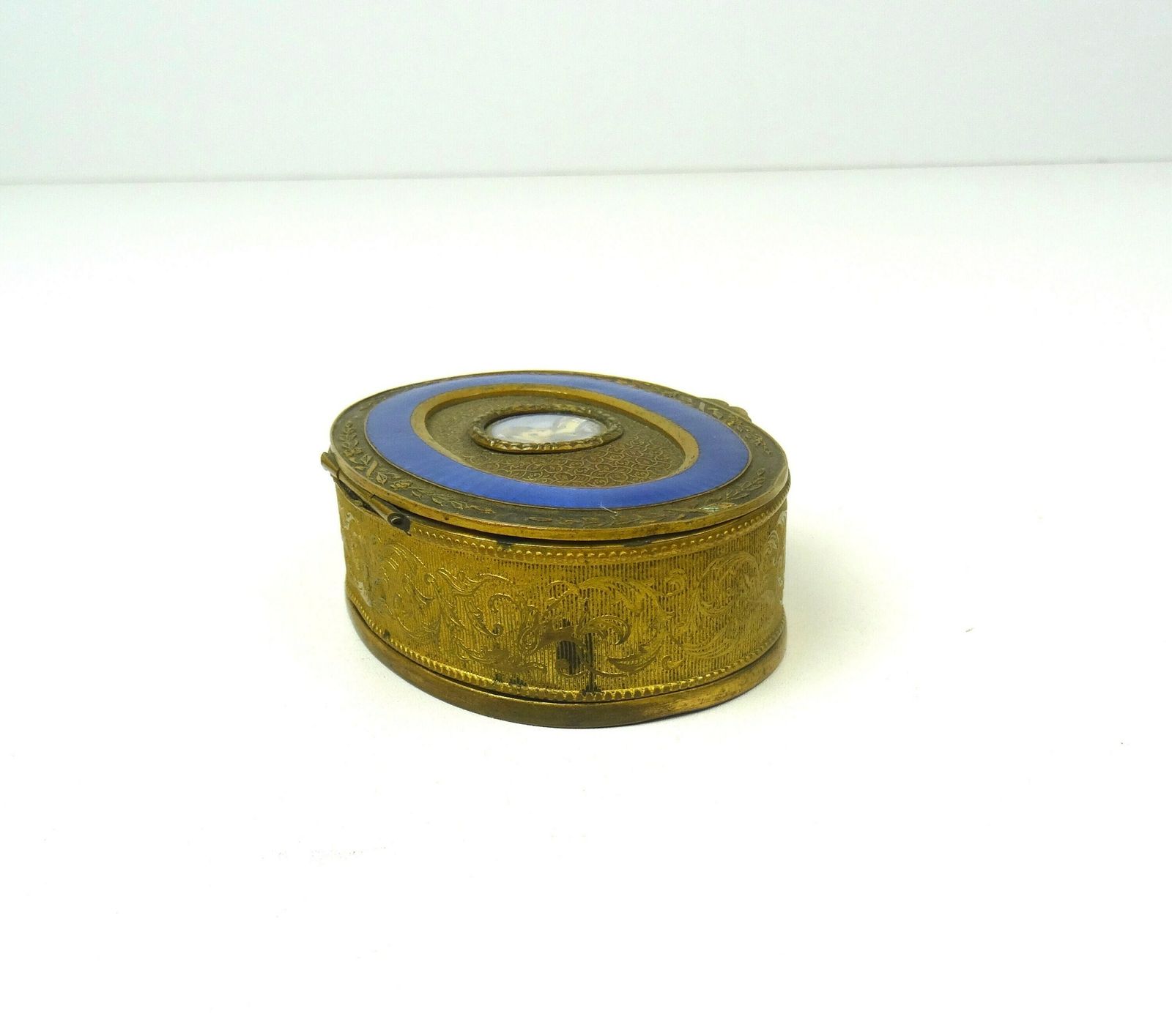 Original Art Nouveau Fire Gilded Jewelry Box Guilloche Enamel 1890 photo 454.0