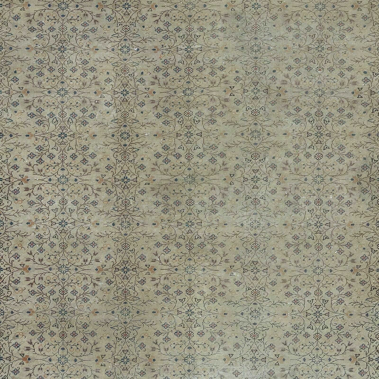 6.6x9.4 Ft Vintage Hand Knotted Anatolian Oushak Rug In Beige With Floral Design photo 1032.0